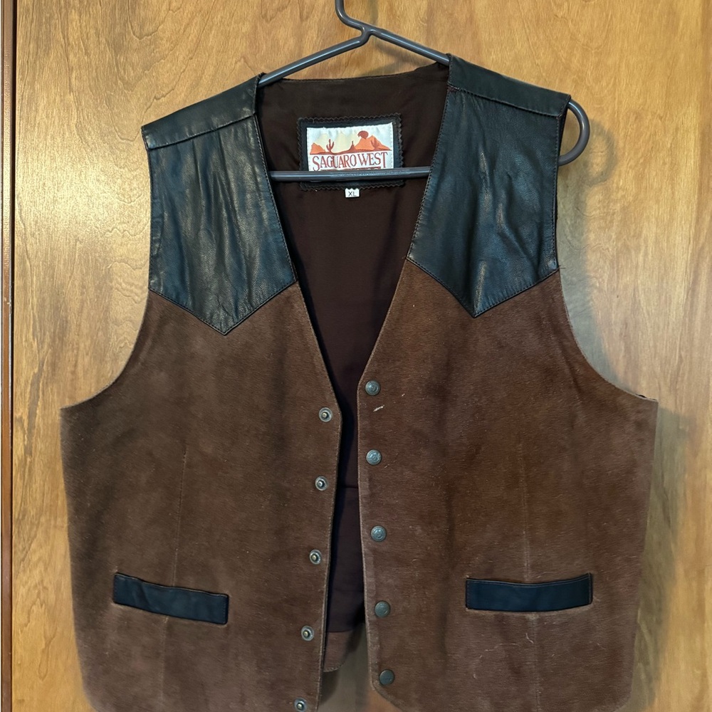 Vintage Saguaro West Leather and Suede Men’s Vest